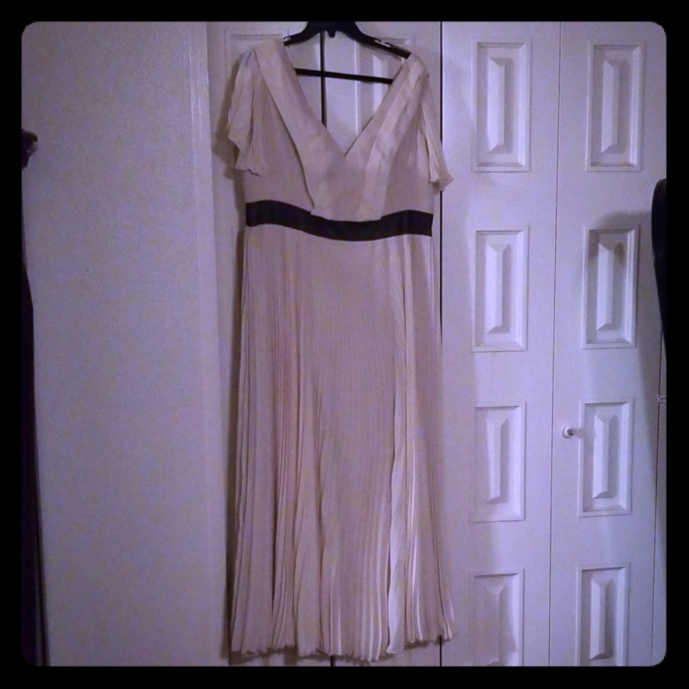Cream Empire Waist Full-length Dress